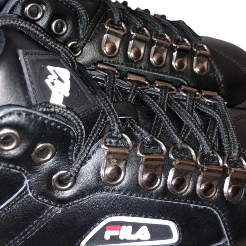 💀💜FILA Womens W 7 BLACK TRAILBLAZER WEDGE SHOES - Picture 4 of 14